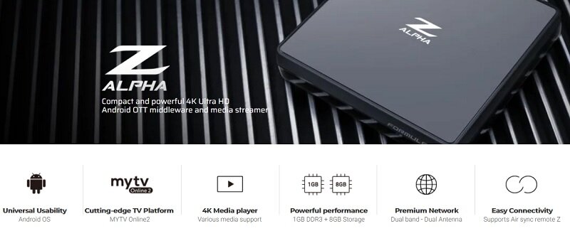 Formuler Z Alpha Compact & Powerful 4K Ultra HD Media Streamer 1GB ,  Android OTT Middleware & Media